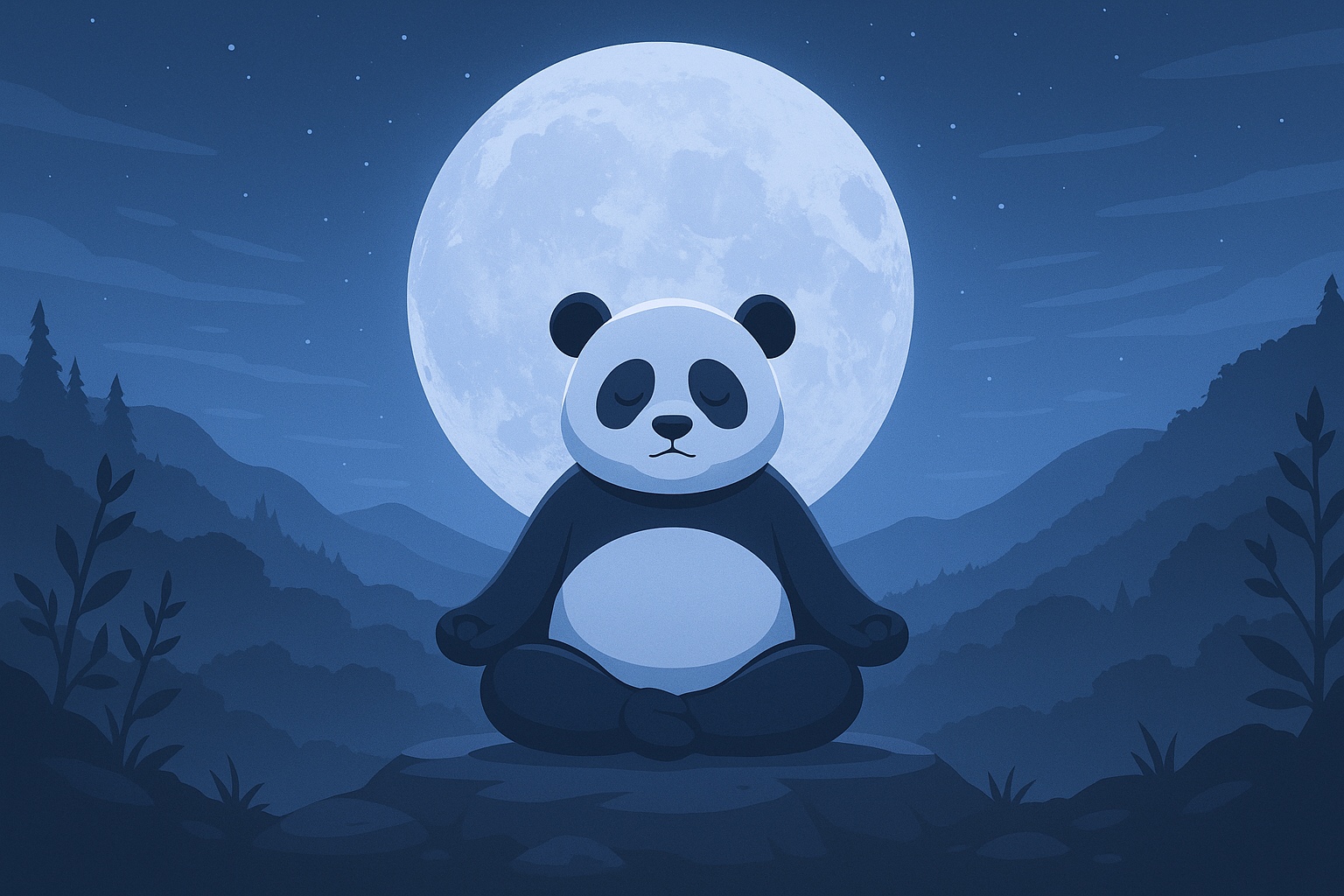 In the stillness of the moonlit night, the panda reminds us - true strength lies in silence.