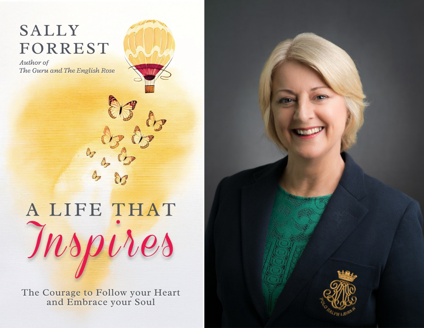 Book cover ‘A Life That Inspires’, and its author, Sally Forrest