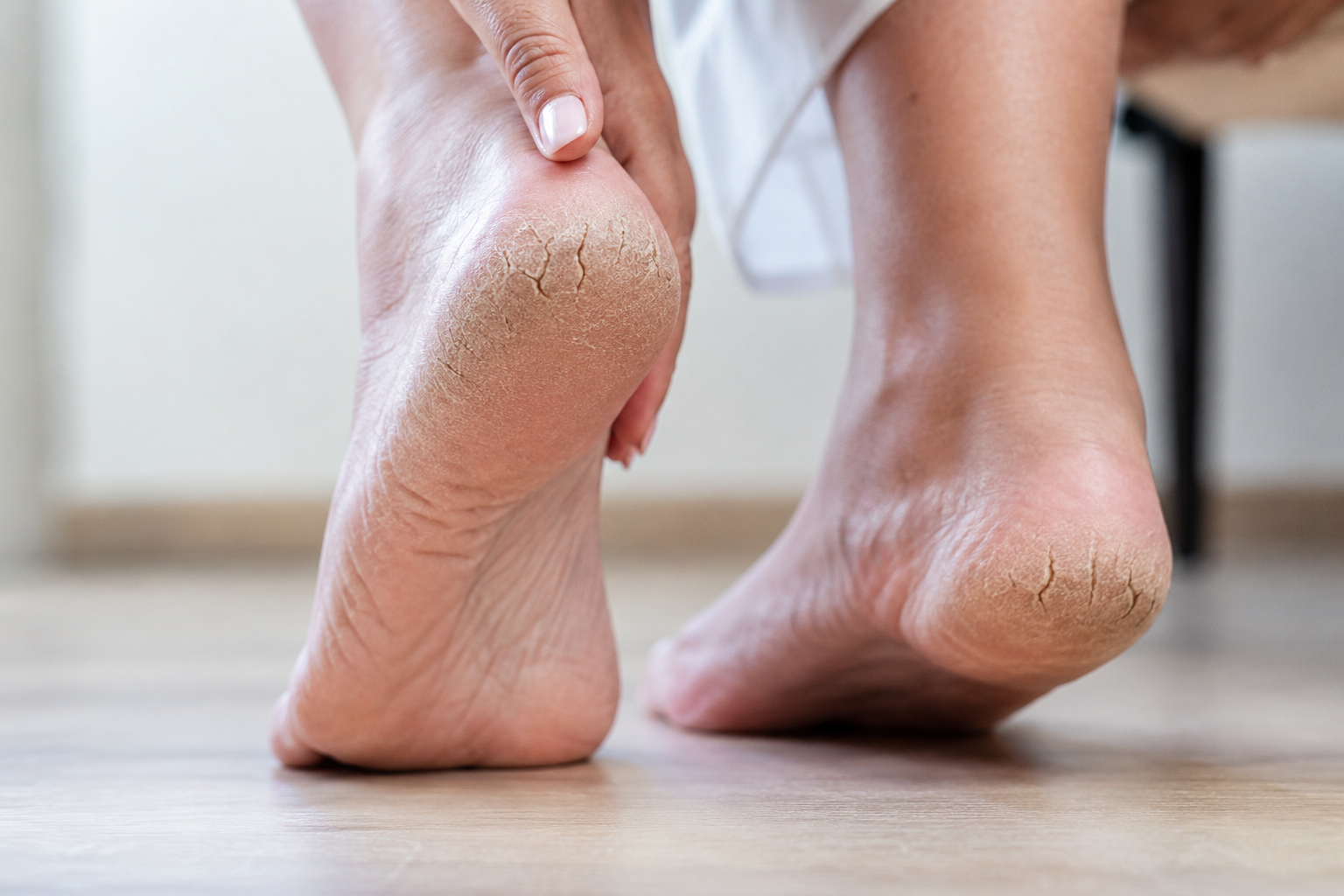 The hormonal shifts of post-menopause don't just affect sleep, mood, etc.—they drastically impact the skin barrier, frequently resulting in severely dry, cracked feet.